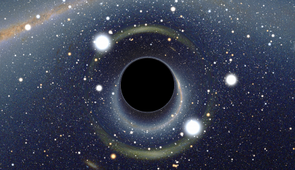 Simulated view of a black hole in front of the Large Magellanic Cloud.
