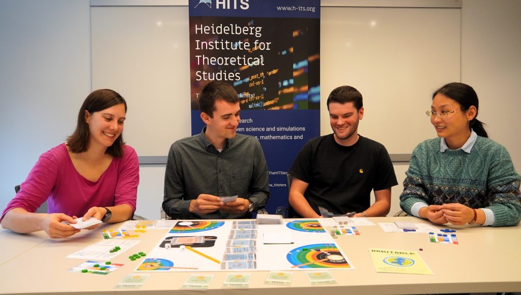 Members of the Habitable team during a press presentation (f.l.t.r.: Eva Laplace, Vincent Bronner, Jan Henneco, Dandan Wei (Photo: HITS)